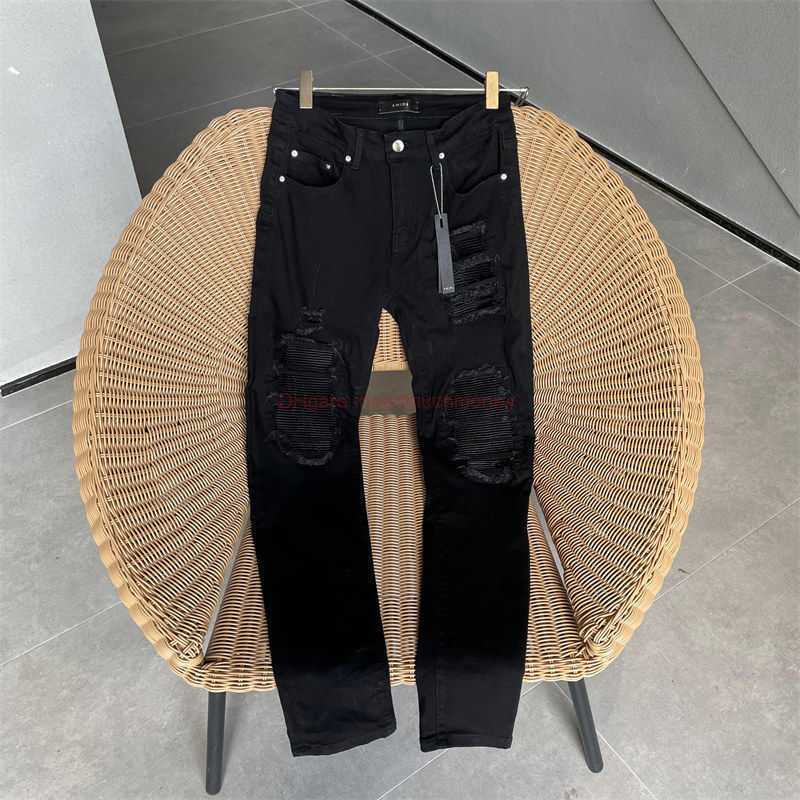 

Designer Clothing Amires Jeans Denim Pants Amies Jeans Mens Slim Fit Real Cowhide Black Collage Washed Damaged Stretch Denim Pants Mx1 High Street Distressed Ripped