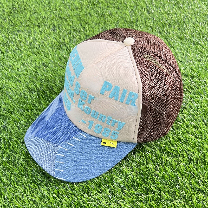 Tide Brand Ball Caps Splicing Casual and Breathable Stingy Brim Cap with Letters Printing-image-868125302