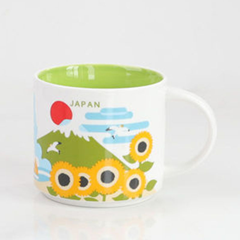 

14oz Capacity Ceramic Starbucks City Mug American Cities Best Coffee Mug Cup with Original Box Japan Summer, Yellow