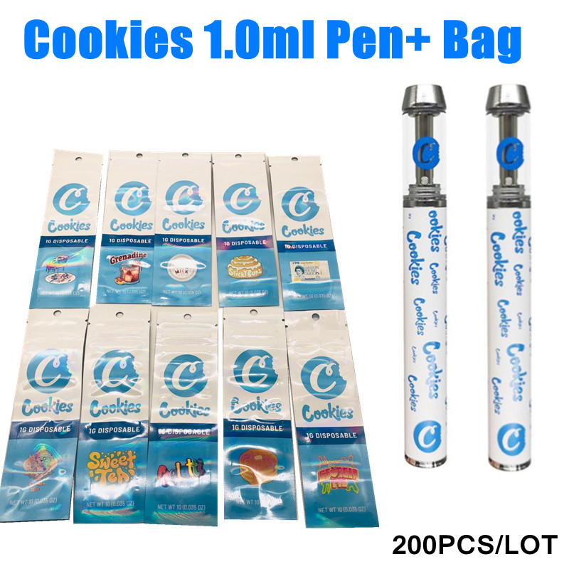 

Cookies Disposable Vape Pens 1ml E cigarettes Glass Tanks Thick Oil 400mAh Rechargeable Battery California Honey Vaporizer Pen Carts with Packaging Bags Empty
