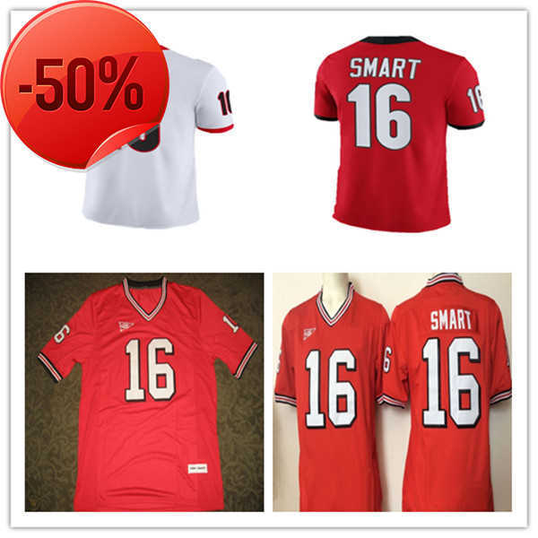 Men Vintage NCAA #16 Kirby Smart College Football Jerseys Red Black White Stitched Retro Uniforms Size S-4XL