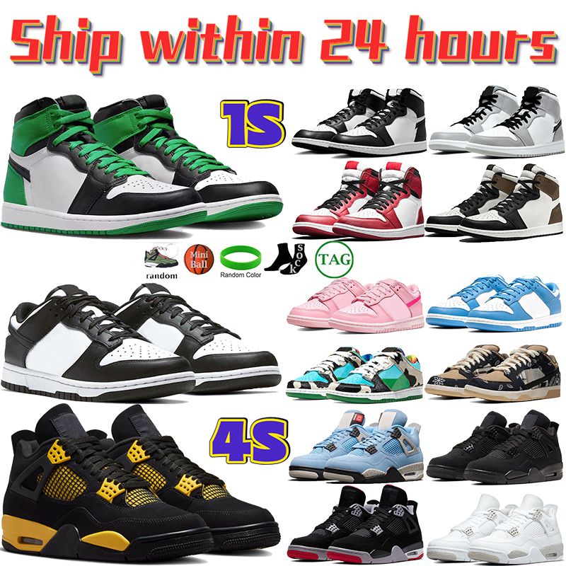 

Designer 1s 4s Basketball Shoes Men Women White Black Panda Jumpman 4 Pine Green Thunder 1 Trainers OG Lucky Green Chicago Lost And Found Mens Womens Sport Sneakers, No.10 university red