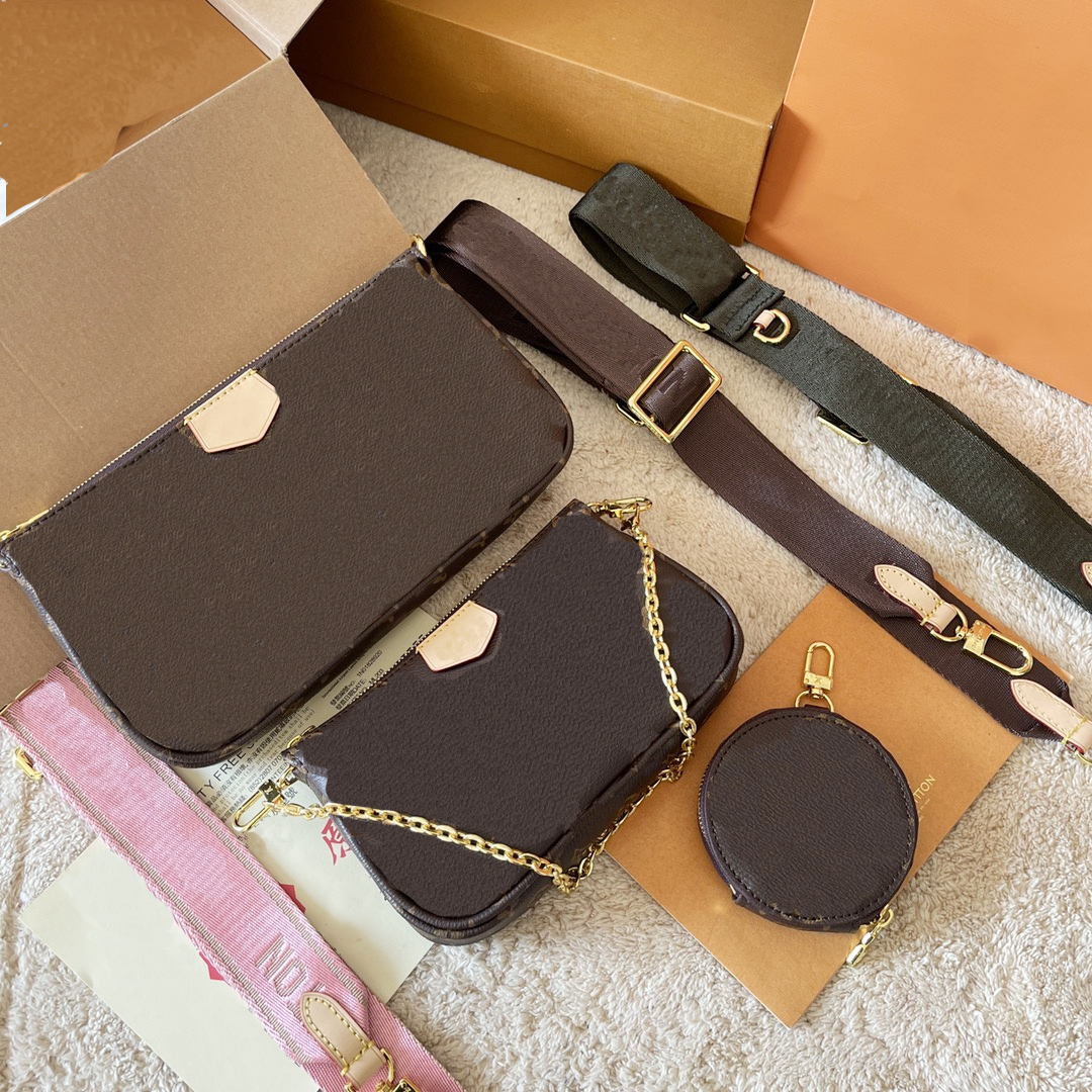 

Designer 3-piece/Set Shoulder Bag Multi color louiseitys viutonities M44840 Shoulder Strap Shoulder Bag Luxury Women's Chain Strap Crossbody Bag Handbag Fashion Bag, #6 brown flower + light green shoulder s