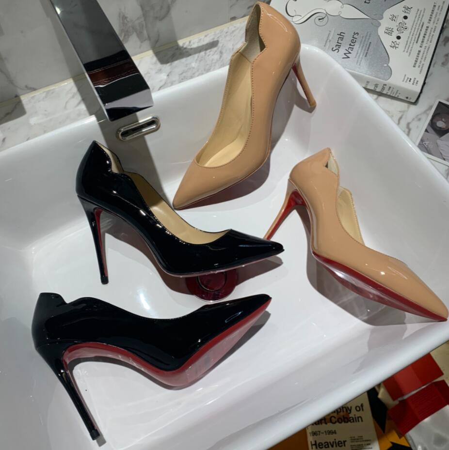 

Red shiny Bottoms Designer Heels Women Dress Shoes Luxury High Heel 6CM 8cm 10cm 12cm Shoe Round Pointed Toes Pumps 35-44, 13