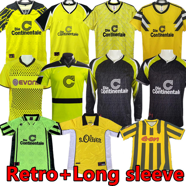 

98 99 Dortmund retro 2000 soccer jerseys 00 02 1988 89 classic football shirts Lewandowski ROSICKY BOBIC KOLLER 94 95 96 97 98 11 12 REUS MOLLER long sleeve, 1998 home