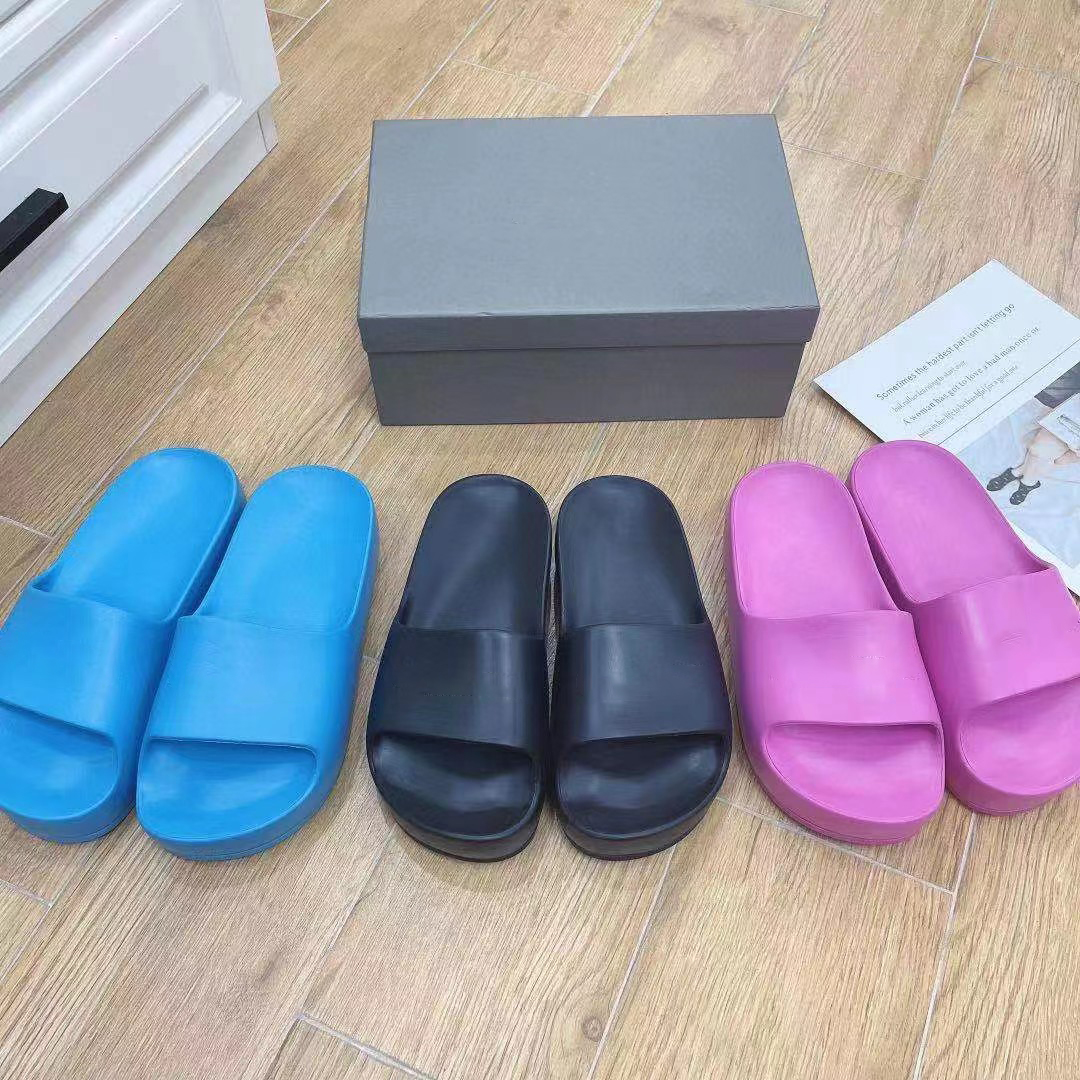 

Fashion rubber transparent flat sandals designer style new high quality beach slippers, Pink