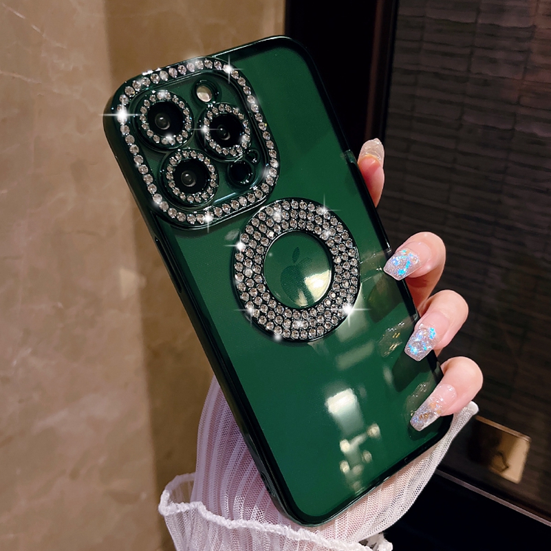 

Deluxe Bling Diamond Phone Case for iPhone 12 13 14 11 Pro Max 14 Plus Shinny Rhinestone Transparent Plating Soft Silicone Cover