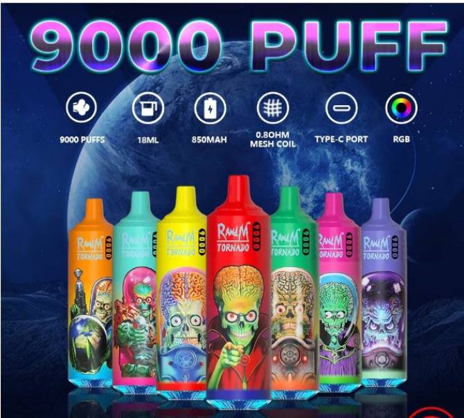 

RandM Tornado 9000 puffs Disposable Vape TYPE C Charging Port With RGB Light