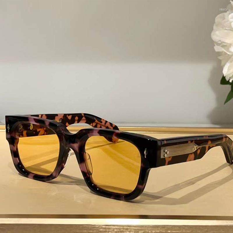 

Sunglasses Luxury Vintage Fashion Jacques ENZO Retro Square Design Solid Thick Acetate TAC Lens Women Man