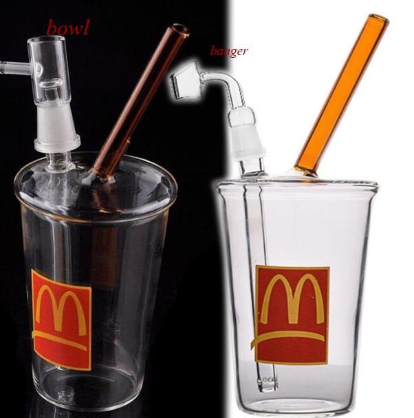 

McDonald's Glass Bubbler Hookahs Oil Bong Accessory Beaker Dab Rigs heady Glass Water Bongs With 14mm Joint 20.5cm