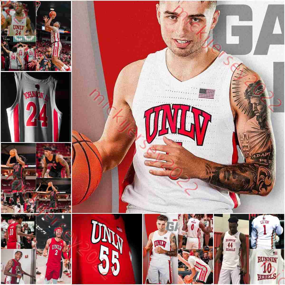 

Custom UNLV Runnin' Rebels Basketball Jerseys Victor Iwuakor Elijah Parquet Justin Webster Shane Nowell jordon McCabe Keshon Gilbert David Muoka Mens UNLV jersey, Runnin' rebels white