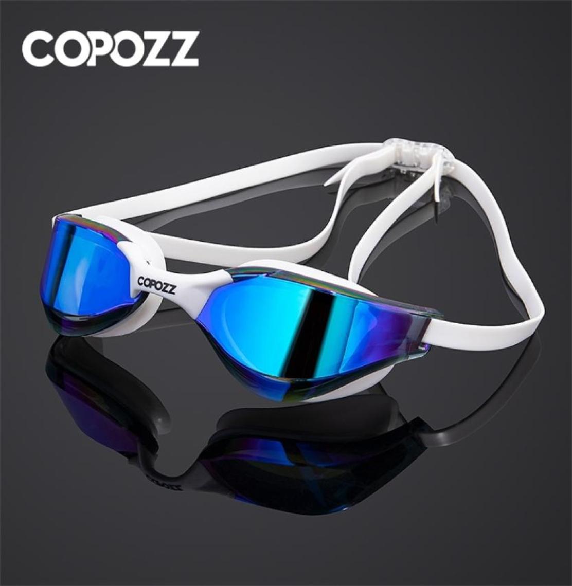

COPOZZ Professional Waterproof Plating Clear Double Antifog Swim Glasses AntiUV Men Women eyewear swimming s with case 2207066090705