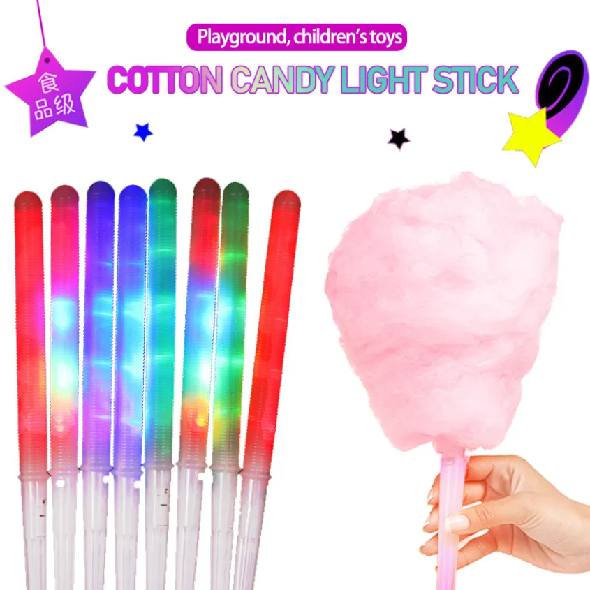 

Non-disposable Food-grade Light Cotton Candy Cones Colorful Glowing Luminous Marshmallow Sticks Flashing Key Christmas Party G0523