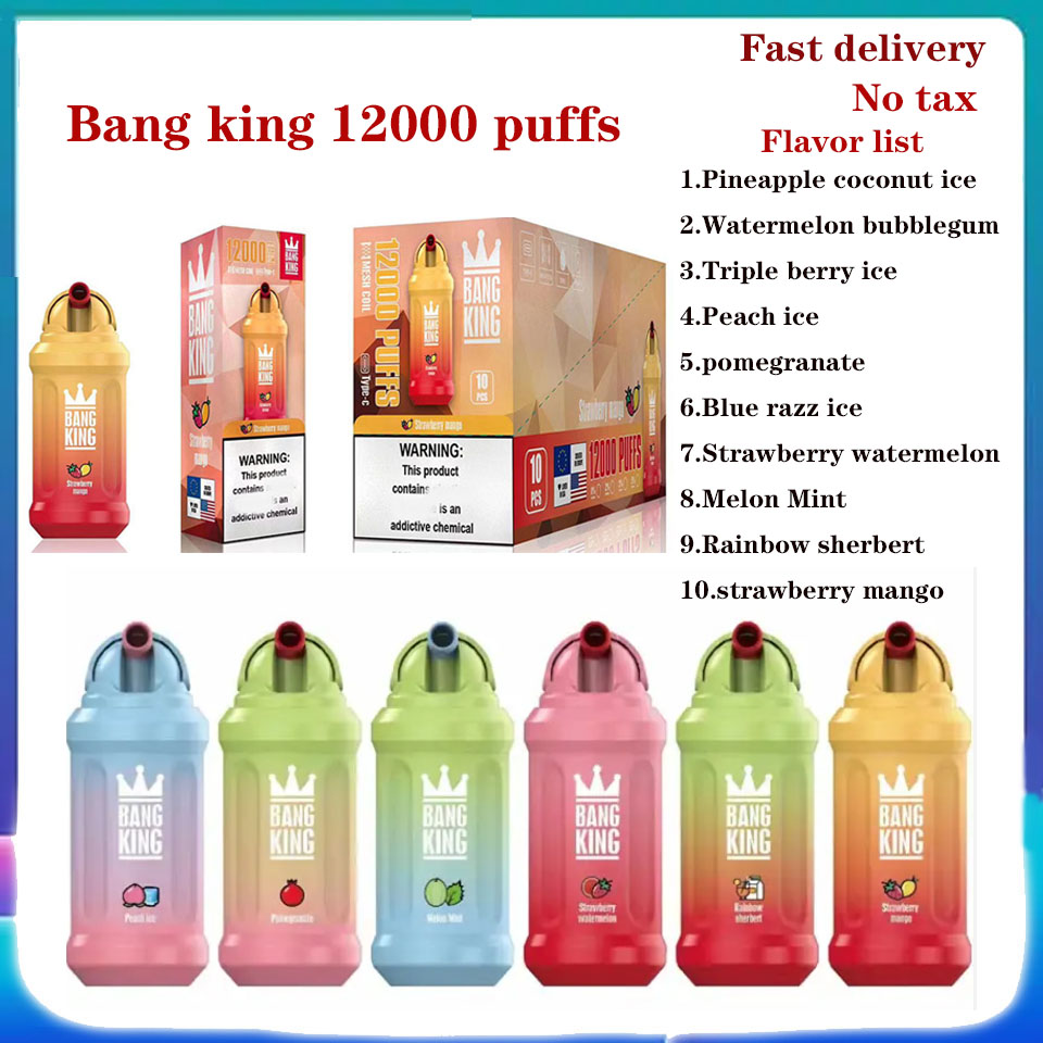 

Original Bang King 12000 Puffs E Cigarettes kit Disposable Vape 0% 2% 3% 5% 23ml Prefilled Pod Mesh Coil Vapor Device 650mAh Rechargeble Battery Puff 12000puff vapor Pen, Tell us your flavors