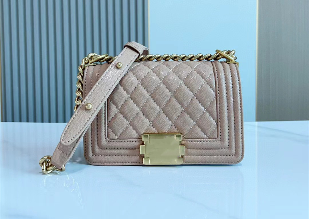 

Wholesale designer boy classic women square leg flap suture bag adjustable shoulder straps cross body purse sheepskin caviar sheep leather bag 20cm, Style 4