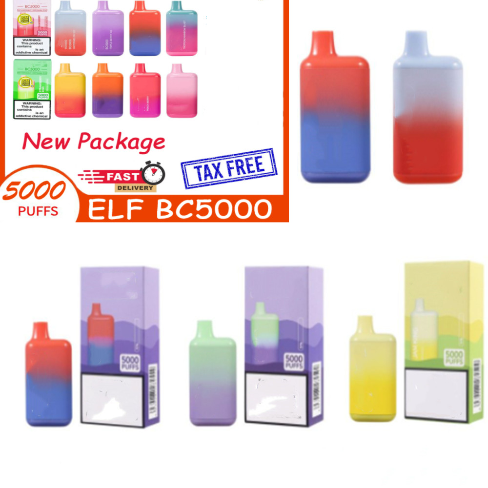 

Authentic QRcode Elf BC5000 Bar E Cigarettes Ultra 5000 Puffs with NEW PACKAGE Disposable Vape Pen 13ml Dual Mesh Coil Cartridge Pods 650mAh Rechargeable Battery