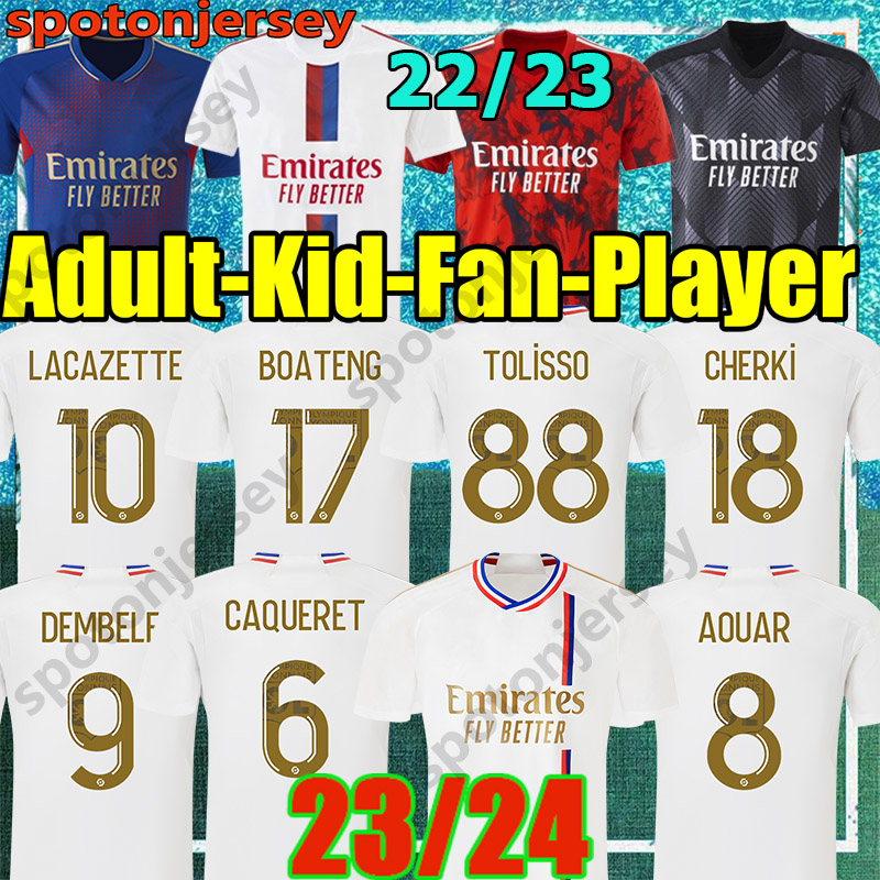 

23/24 Maillot white home jersey Lyon Soccer Jerseys 2023 2024 Olympique Lyonnais OL football shirts TRAORE MEMPHIS men kids kits equipment football shirt tops tee, 23 24 home patch