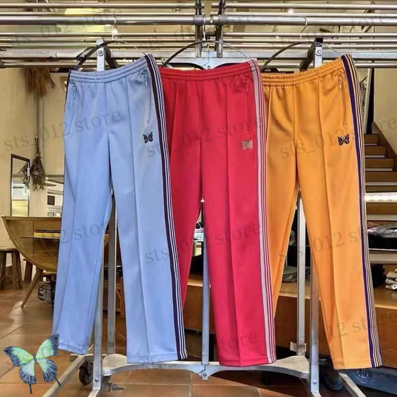 

Men' Pants Real Photo AWGE Sports Trousers Needles Butterfly Embroidery Side Webbing Sweatpants T230523