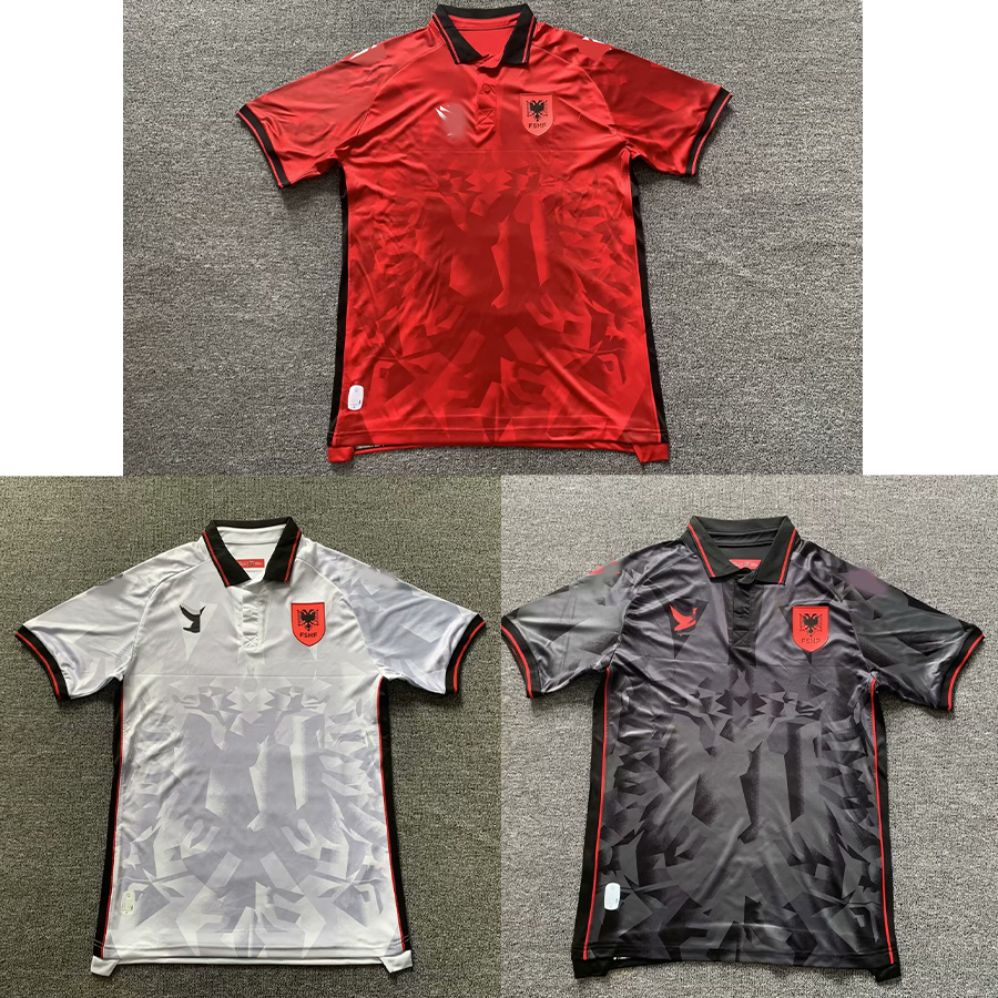 

23 24 Albania Men's T-Shirts Summer soccer fan Polos breathable fabric Badge embroidery outdoor football casual Professional shirt, White