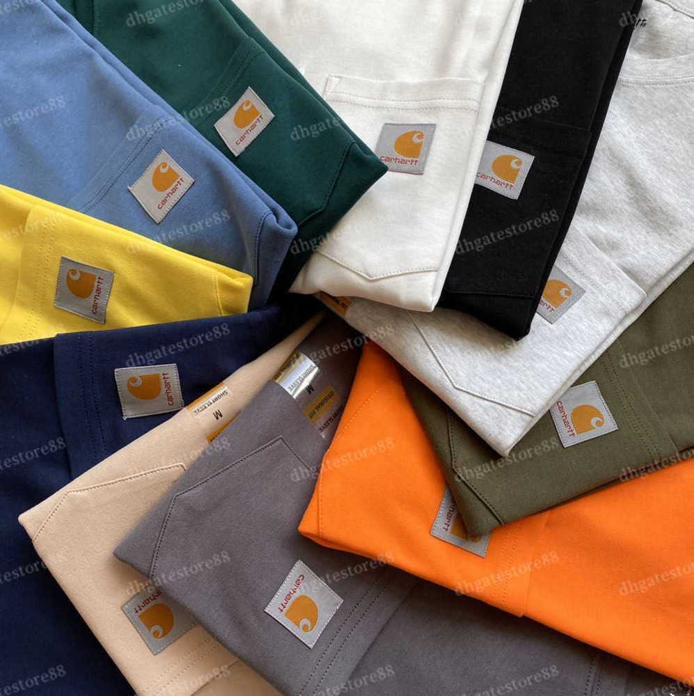 

2023 European and New Fashion t Shirts Tooling Brand Carhart Pocket Plain Sleeves Short Tee American Version Breathable design 85ess, Brown