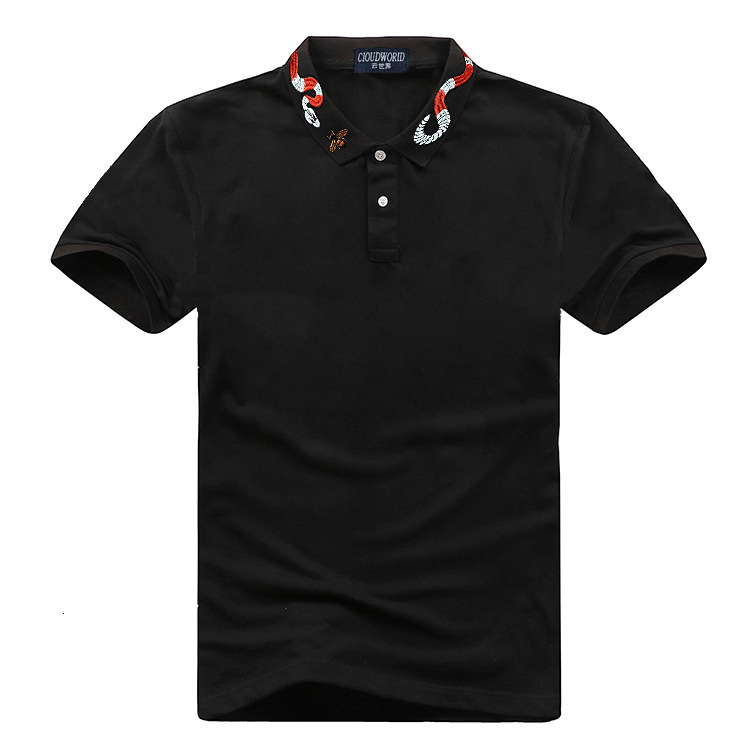 

Men's Polos Trendy fat business casual Lapel short sleeve T-shirt plus fat man polo shirt fat brother men's wear 220402, Black
