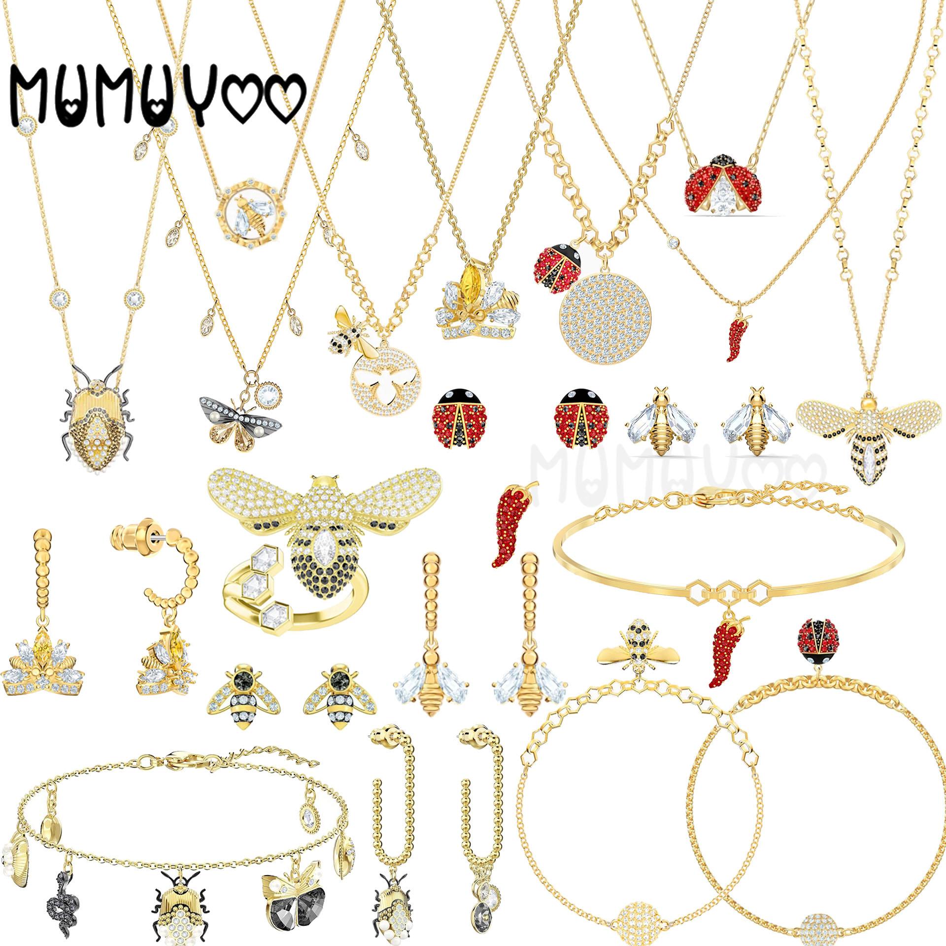 

Necklaces 2022 SWA Necklace Original 1 1 Charms Little Bee Pendant Boutique Butterfly Necklace Feminine Fashion Jewelry for Women Gift