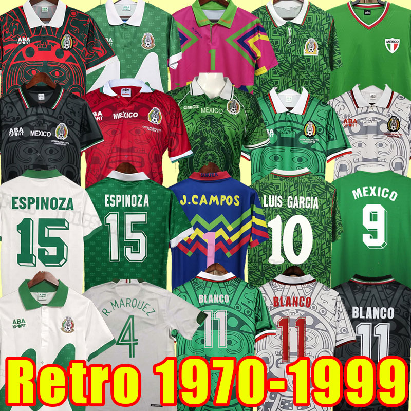 

Retro Edition Mexico Soccer Jerseys vintage World Cup 94 95 70 1983 86 1994 95 1997 98 99 1998 Shirt BLANCO Hernandez Classic football uniforms goalkeeper 1986 1999