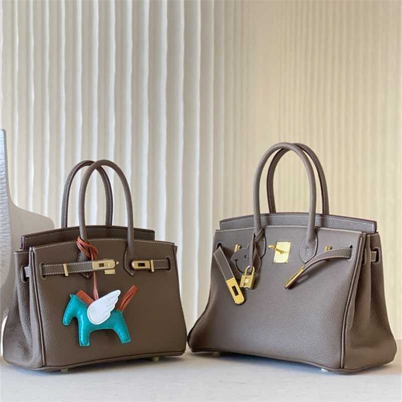 

Tote Birkin Bag h Erme 2023 High Quality Leather Women's Upgraded Elephant Grey Head Cow Leather Large Capacity Women's Handbag Zc, 25cm elephant grey (upgraded version)