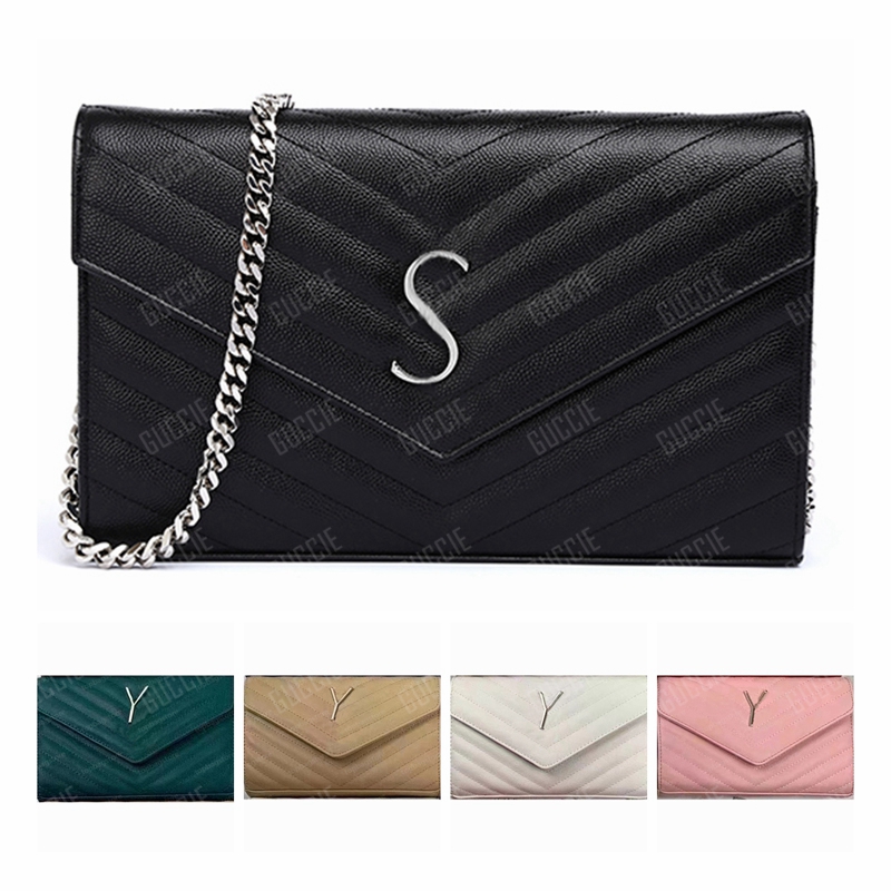 

Wallets Designer Purse Shoulder Bag LouLou Wallets Chain Purse Strap Flap Handbags Shoulder Bags Caviar Leather Women's Woman Purses Classic Fashion Style, Yac01 silver 23 x 15 x 5 cm