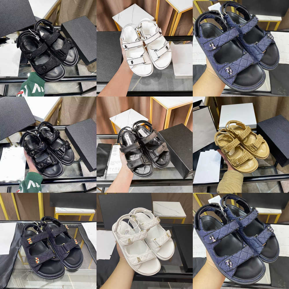 

2023 womens designer sandal thick platform sandale C bottom summer flat shoes casual beach sandals genuine leather brand high quality plaid quilted grandad sandels, Mechs18