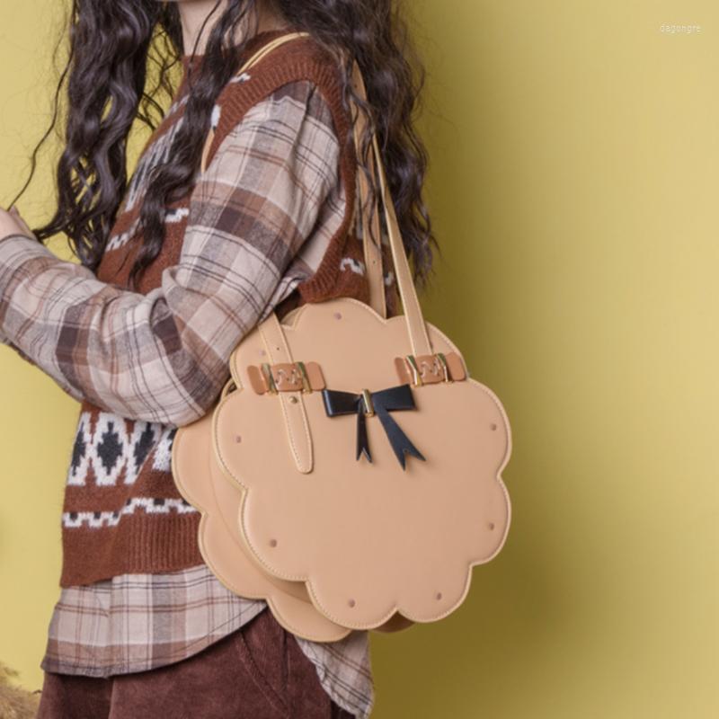 

Evening Bags Lolita Flower Shape Ita Bag Kawaii Purses And Handbags For Young Girls Bow Badge Pocket Women Shoulder Japanese Tote