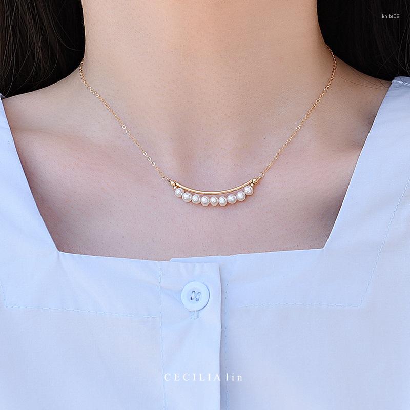

Pendant Necklaces Ins Fashion Simile Peals Necklace For Women Simple Style Gold Color Choker Collier Jewelry Gifts Collares