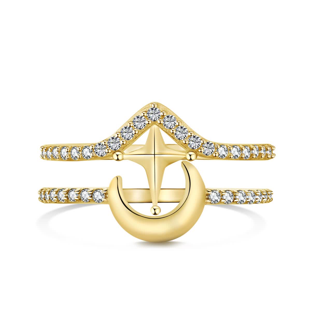 

GemKing DY120683 Xmas Christmas Festival Gift Stacking S925 Silver Diamond 5A Zirconia Anchor Polaris Cross V Shape Ring for Women