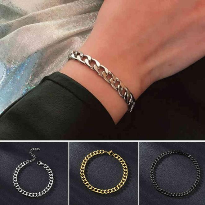 

Western Style Fashionable Cuban Chain Couple Bracelet Hip Hop Men Titanium Steel Jewelry Simple Trendy1425633