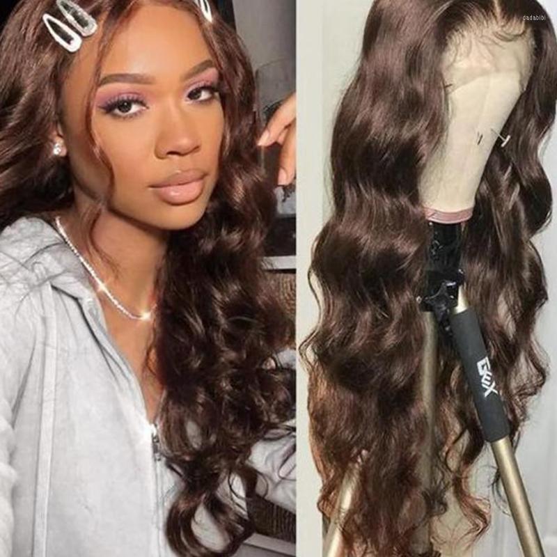 

Body Wave Syntehtic For Women Long Hair Brown Lace High Tempeature Fiber Front Natural Hairline, Picture shown