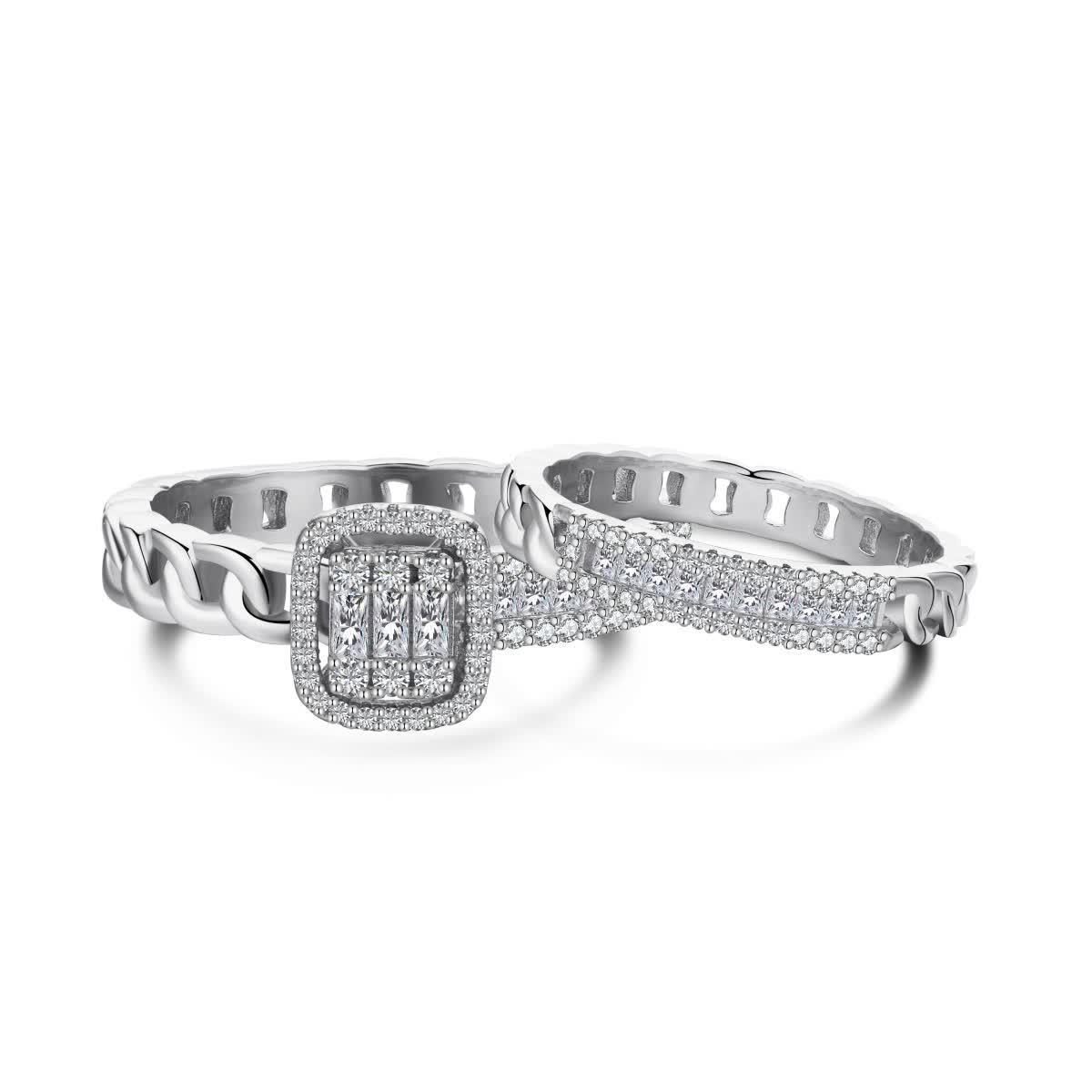 

GemKing DY120200 Luxurious Fashion Stackable 5A Zircon Engagement Wedding Baguette 925 Sterling Silver Rings Jewelry Women