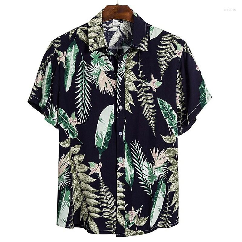 

Men's Casual Shirts Men's Shirt Summer Hawaiian Button Up Black White Dark Navy Red & Short Sleeve, Auburn