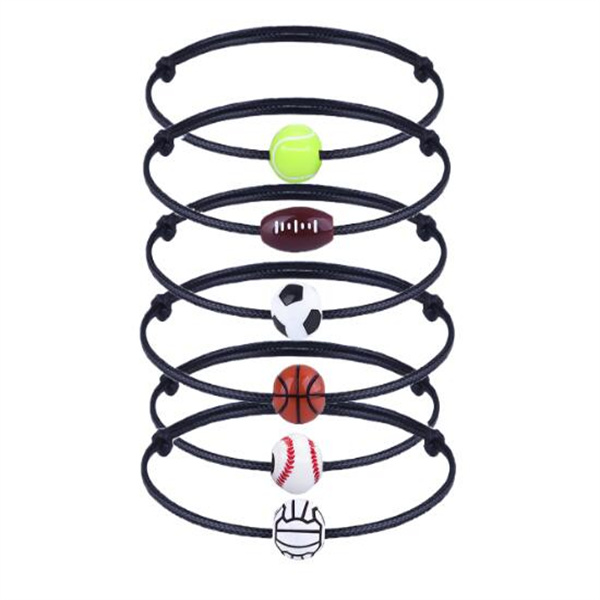 

Sport Style Adjustable Inspirational Basketball Soccer Rugby Volleyball Braided Rope Bracelet Ball Charm Bracelets For Men Gifts GC2148