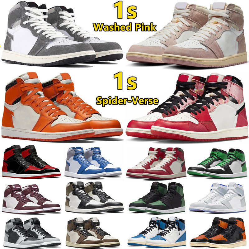

Jumpman 1 1s Men Basketball Shoes Spider-Verse Washed Pink Bred Patent Unc Toe Lucky Green StarFish Lost Found Dark Mocha Men Women Trainers Sports Sneakers 36-47, Color#36