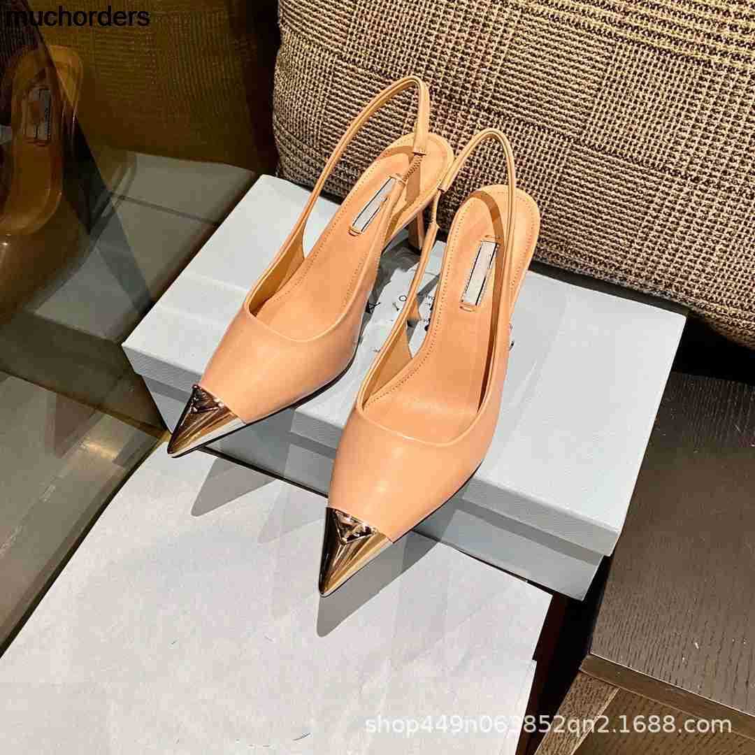 

High Version Triangle Kitten Heel Slip-on Sandals Spring Summer 2023 Fashion New 7cm Pointed Women's Shoes, Silver pink
