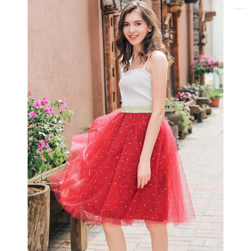 

Skirts Summer Women Star Glitter Dance Tutu Skirt For Lady Sequin 4 Layers Tulle Adult Lace Pettiskirt Chiffon, Gray