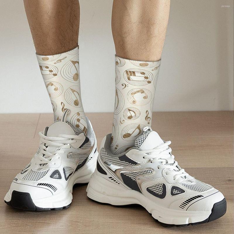 

Men's Socks Music Pattern - Pastel Gold Adult Unisex Men Women, White