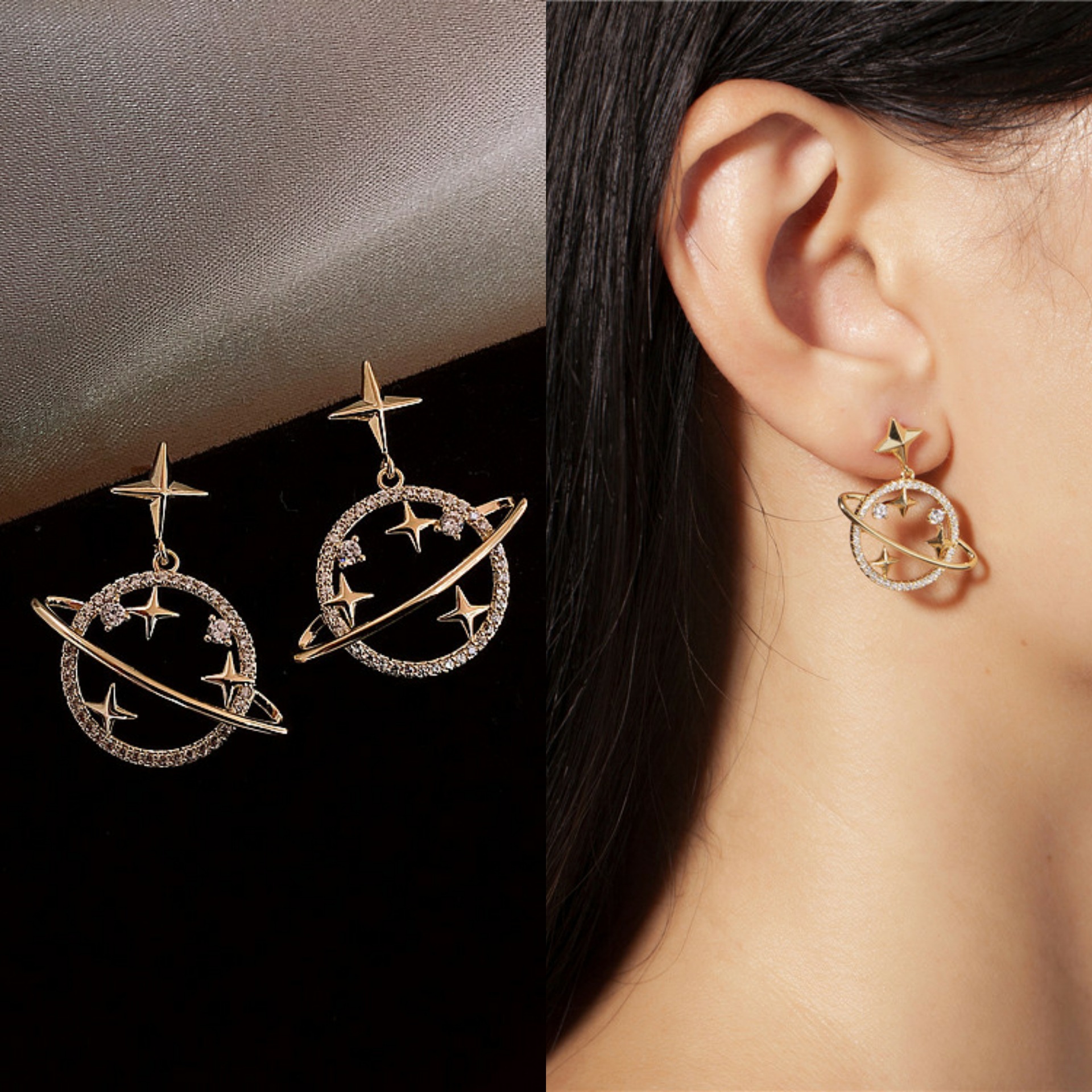 

Luxury Shining Drop Earrings For Women Big Hoop Flower Heart Shape Long Tassel Rhinestone Dangle Earring Wedding Jewelry Gifts