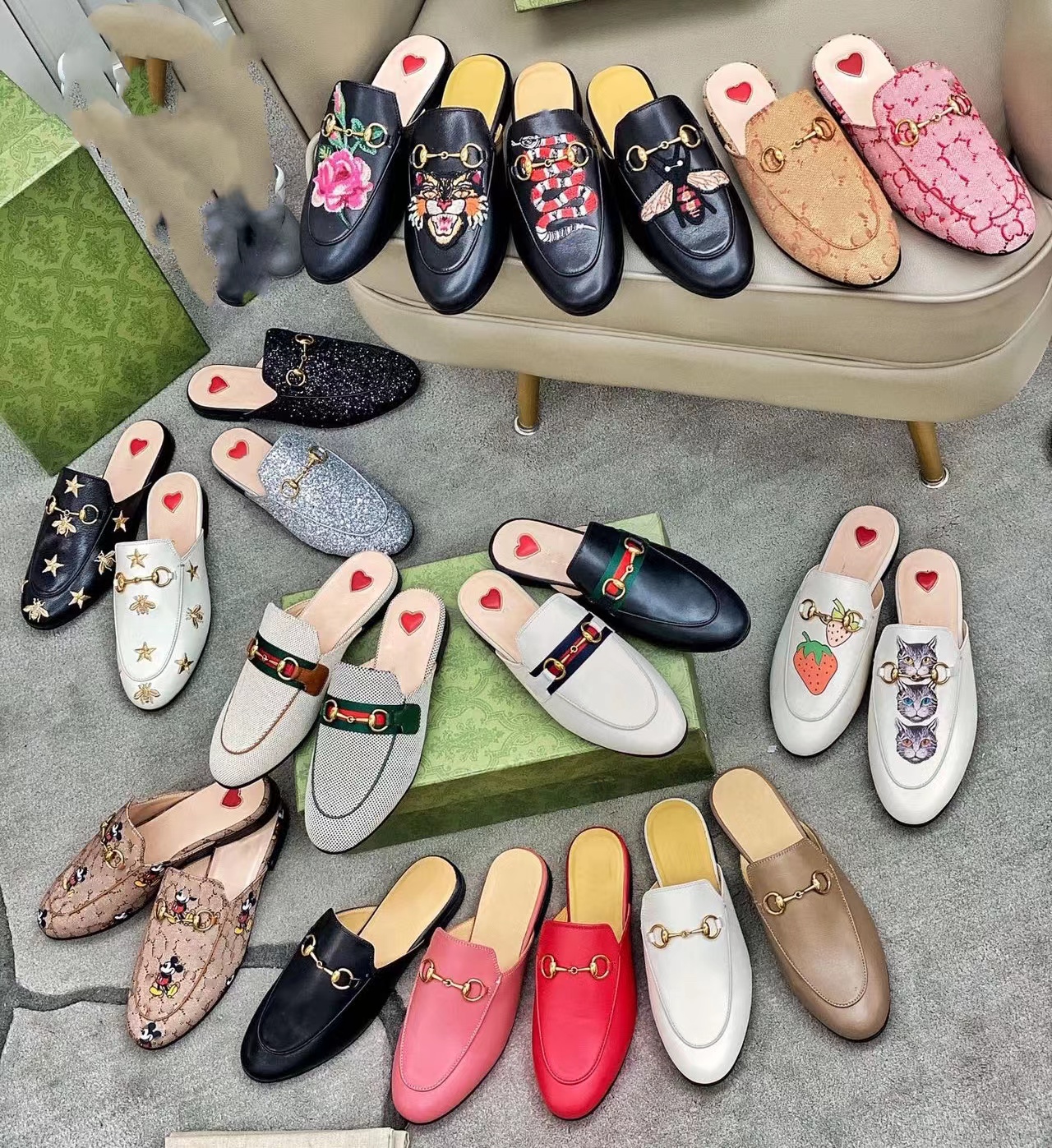 

classics designer slippers for women 100% cowhide Top quality men loafers luxury Mules golden metal button work casual Party fashion Summer home womens sandals, 36