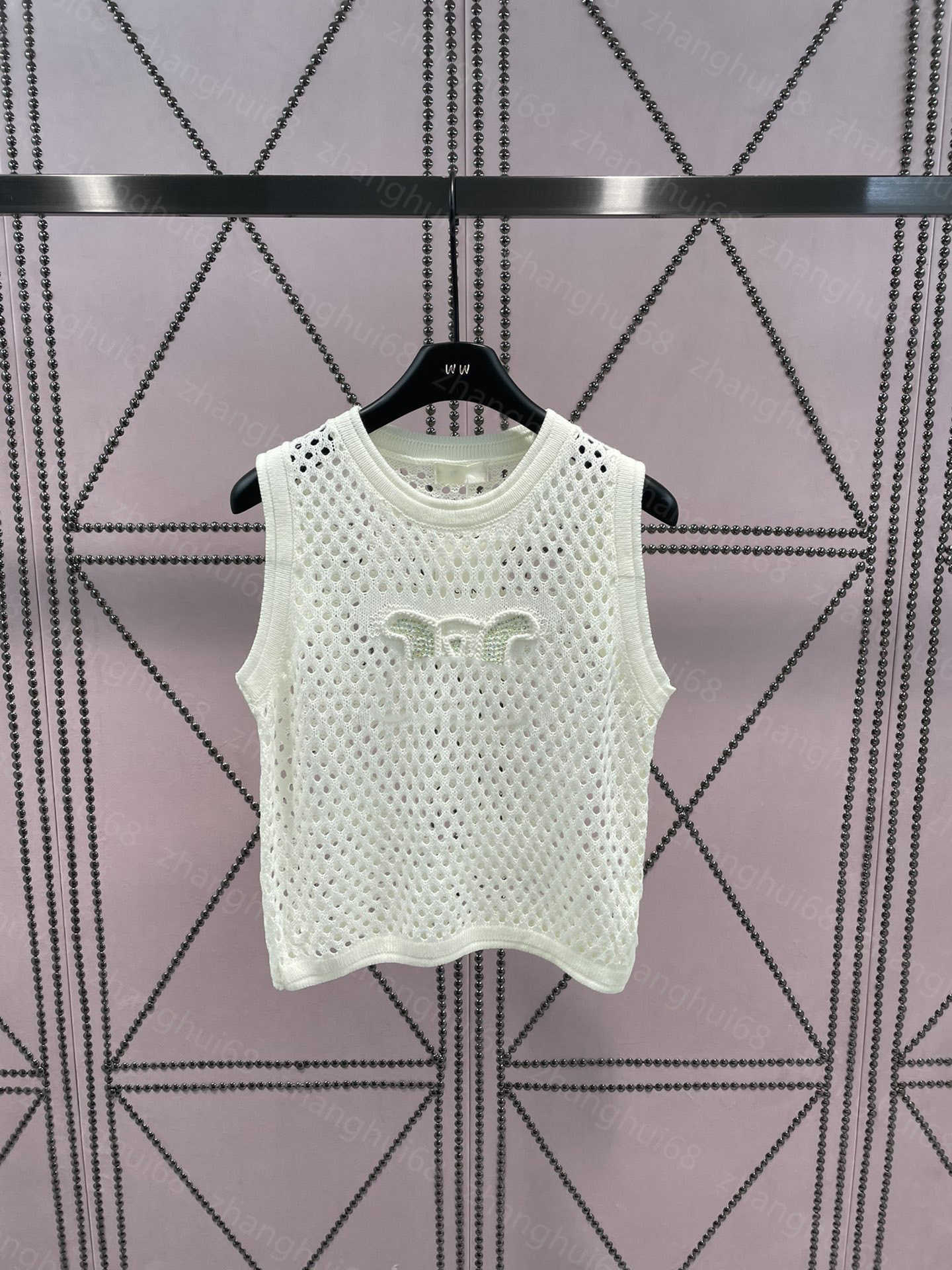 

23ss Womens Knits womens designer clothing New three-dimensional jacquard hot drill hollowed out knitted vest top High quality womens clothes, 13