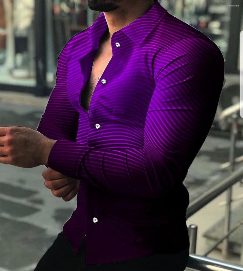 

Men's Casual Shirts Fashion Luxury Men's Single-breasted Shirt Purple Turbulent Print Long Sleeve Tops Clothing Hawaii Cardigan, Qwe829