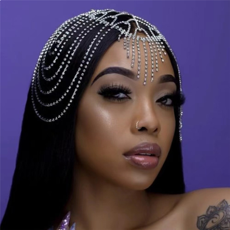 

Designer Hair Chain Rhinestones long tassel full drill headdress Zircon hair hoop Shiny hair accessories Hair accessories party Performance accessories 1224