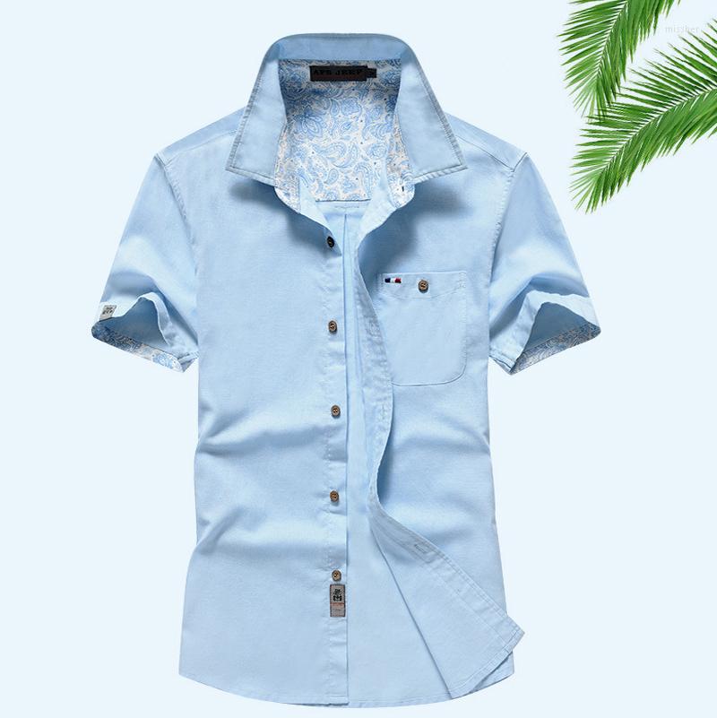 

Men's Casual Shirts 2023 Summer Fashion Male Button Short-Sleeved Shirt Large Size Men's Quick-Drying Loose Pure Cotton, Dark blue