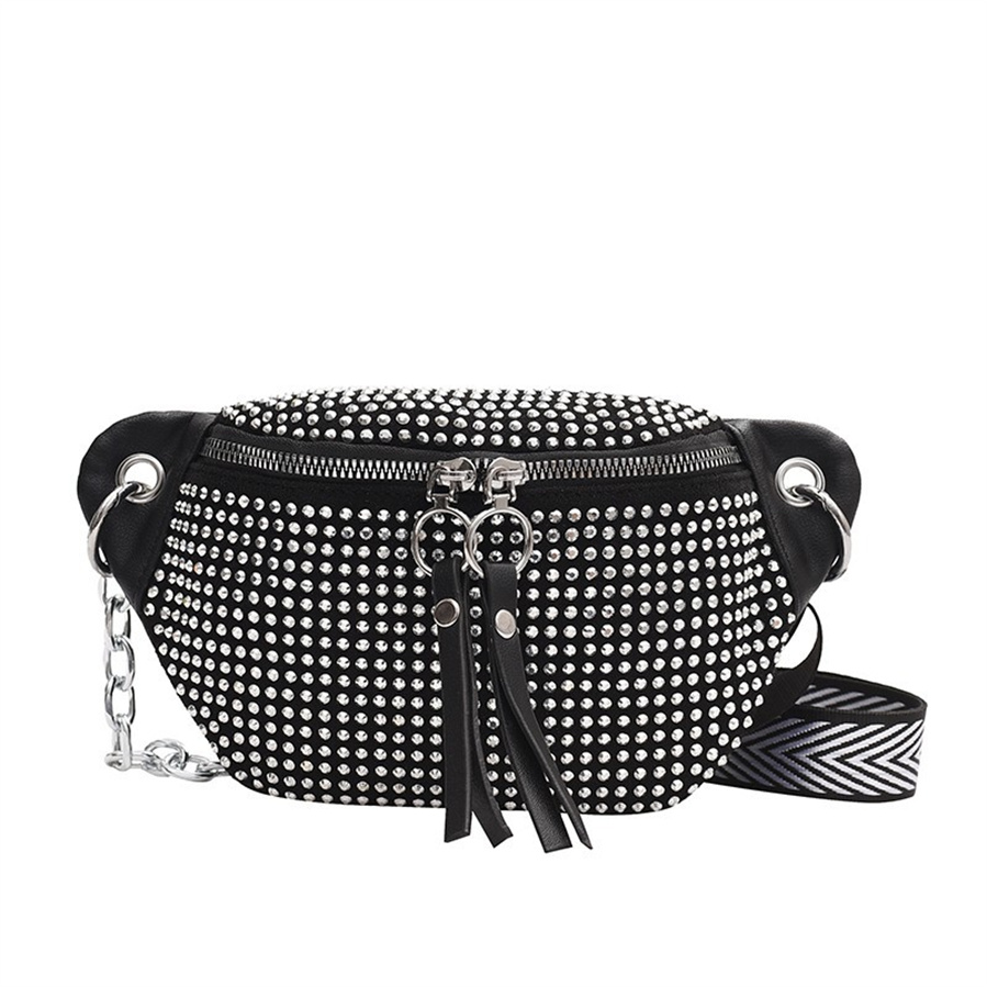 Women Rhinestone Waist Bag Fanny Pack 2023 New Fashion Simple One Shoulder Chest Bag Fashion Women's Mobile Phone Small Bag Crossbody Women&-image-868502316