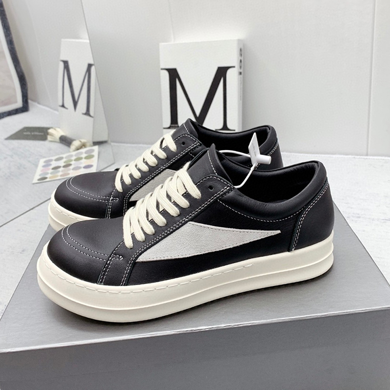 

High grade board shoes R O leather large casual versatile thick soled high rise womens shoes luxury designer couple milk fragrant soles canvas low top shoes 35-48 +box, 17